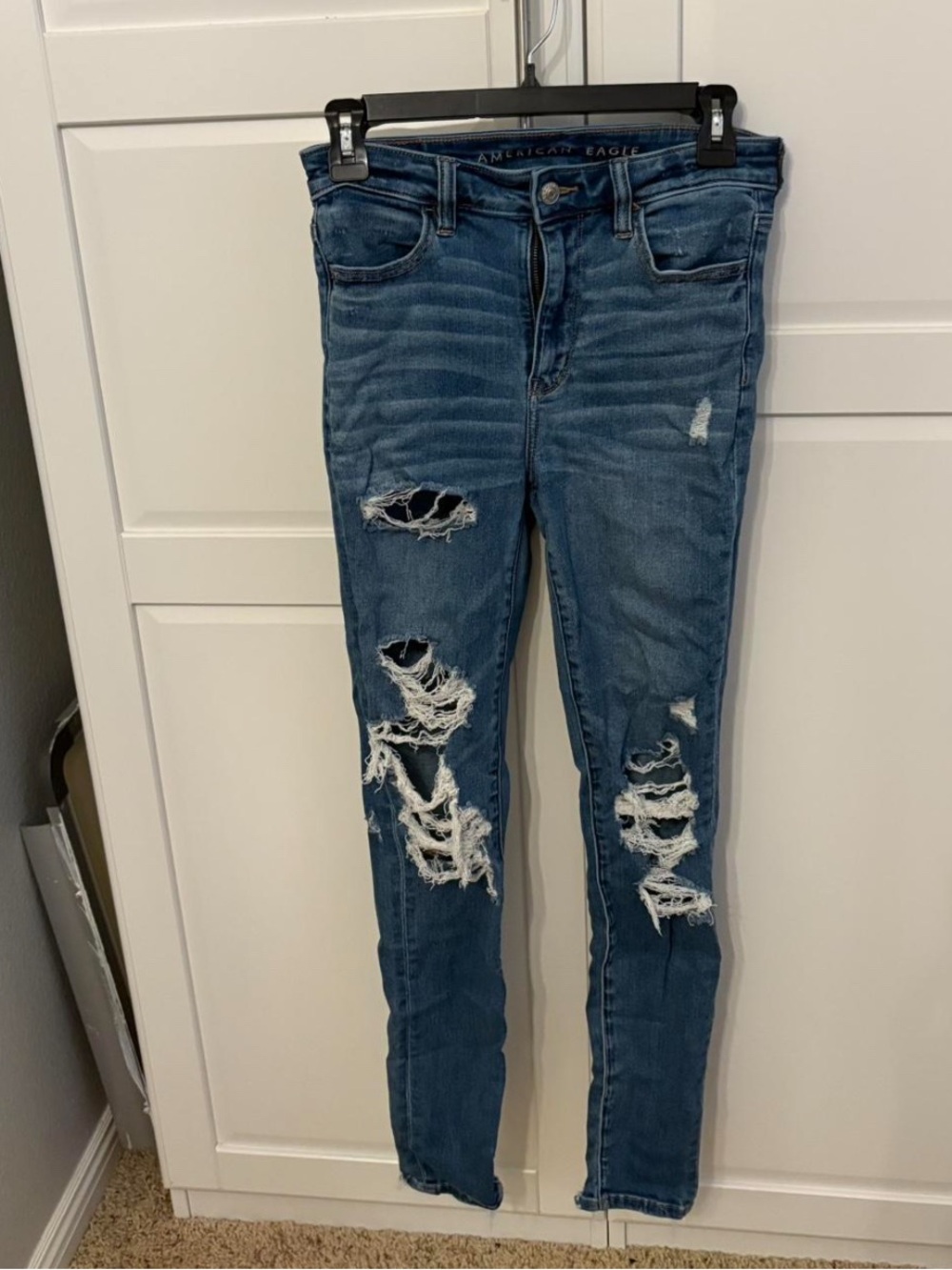 American Eagle Outfitters Women's Ripped Skinny Jeans - Medium Blue